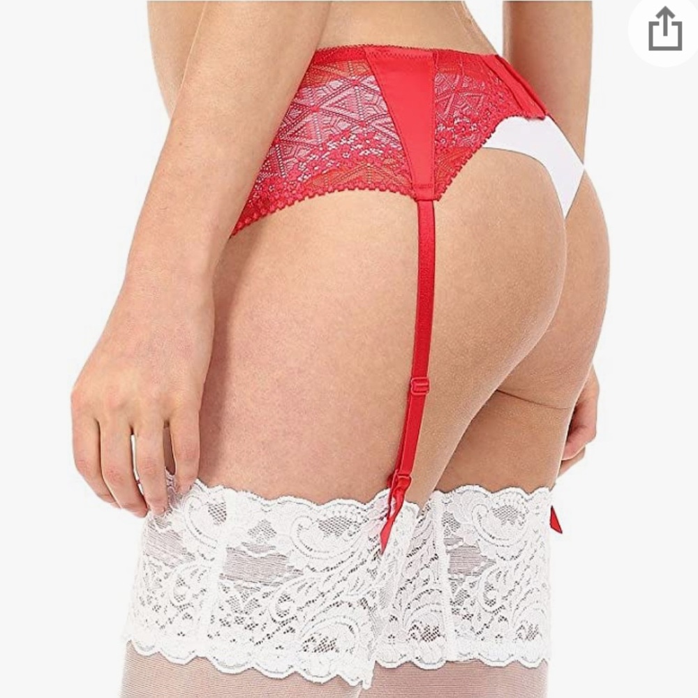 On Gossamer Red garter belt